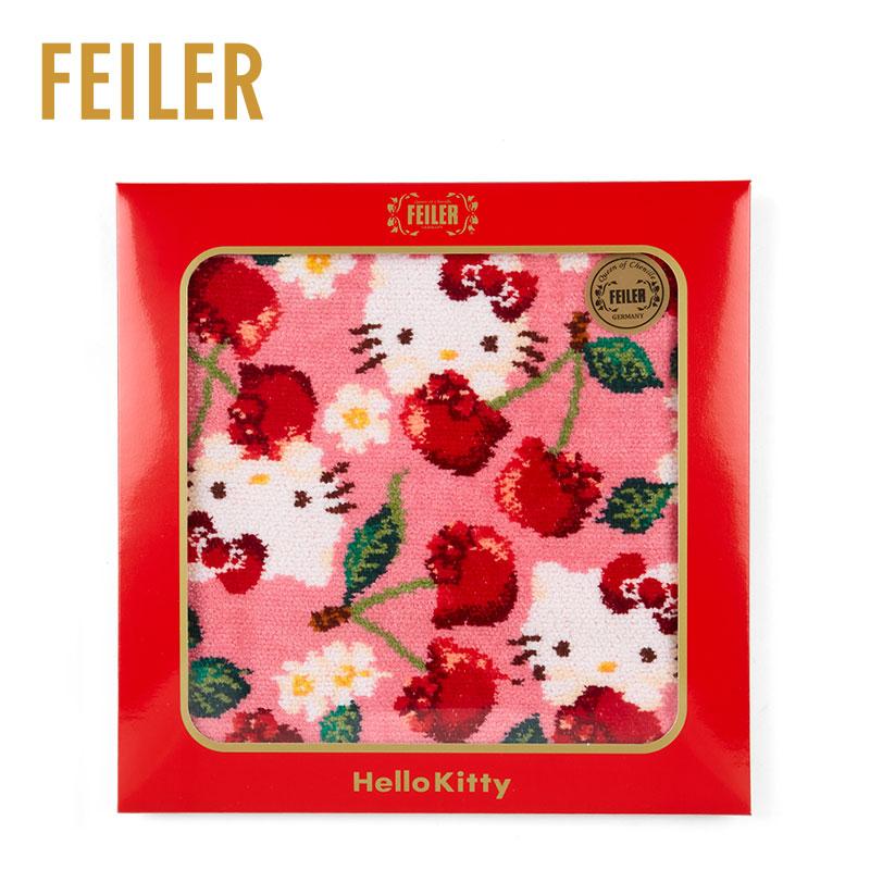 Hello Kitty Handkerchief Cherry Pink FEILER Chenille fabric Sanrio Japan 2024