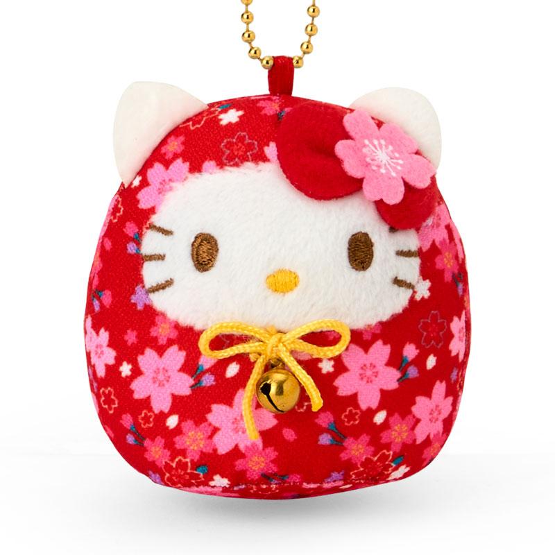 Hello Kitty Plush Mascot Holder Keychain Daruma Red Sakura Sanrio Japan 2025