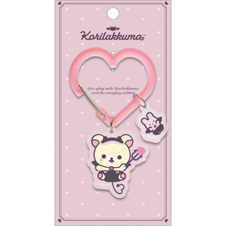 Korilakkuma Bag Charm Carabiner Heart Pink Little Devil San-X Japan Rilakkuma