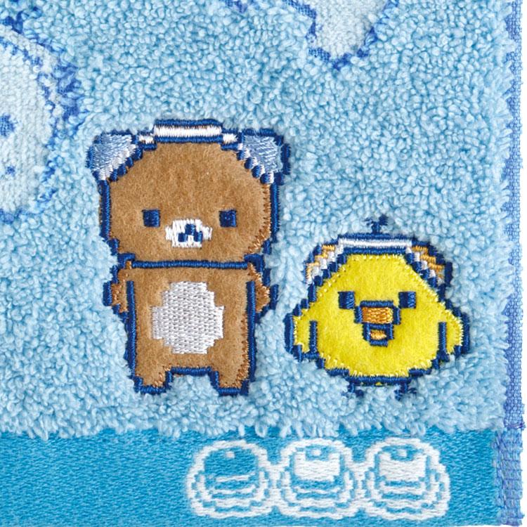 Rilakkuma & Kiiroitori Yellow Chick mini Towel Blue Gaming San-X Japan 2025