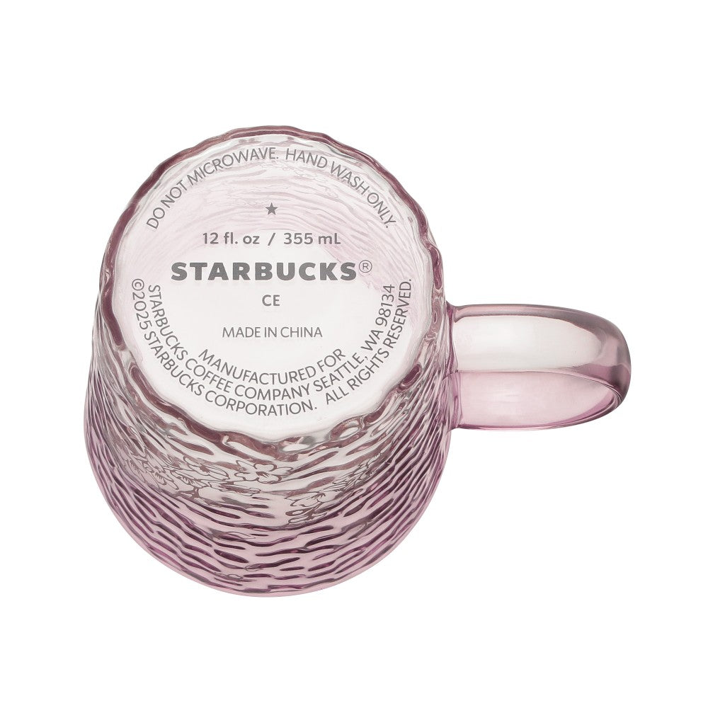 Starbucks Japan SAKURA 2025 Glass Mug Cup Pink Gradation 355ml