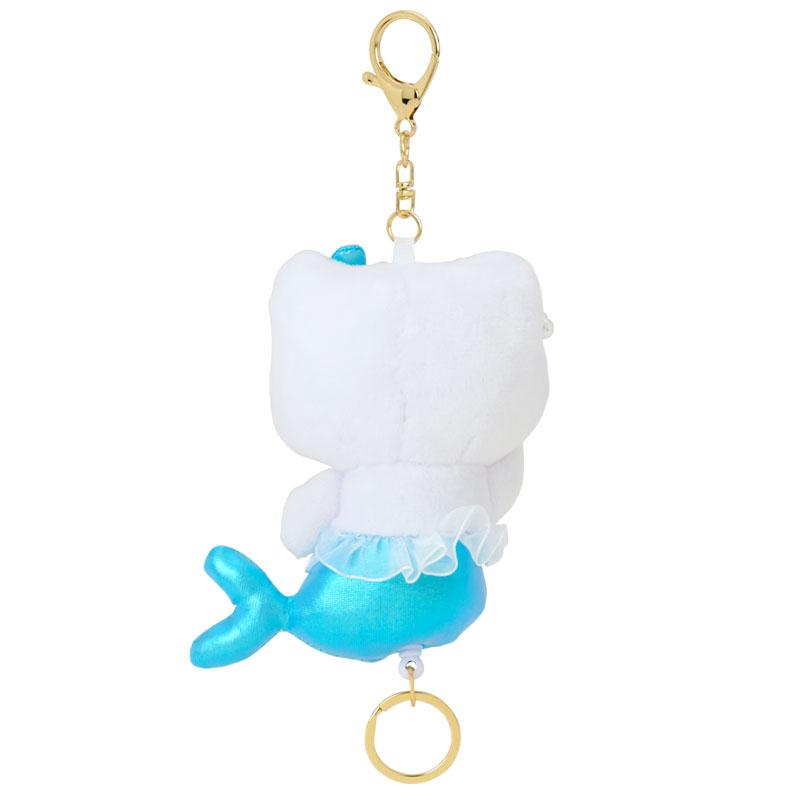 Hello Kitty Plush Mascot Holder Keychain with Reel Mermaid Blue Sanrio Japan