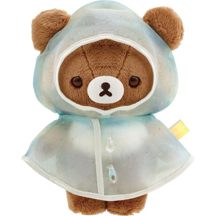 Chairoikoguma Plush Doll Poncho Rain then Sunny San-X Japan 2025 Rilakkuma