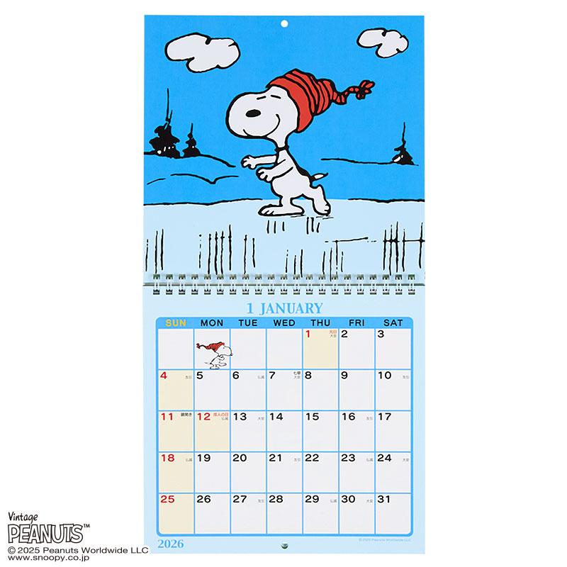PEANUTS Snoopy Wall Calendar 2026 M Sanrio Japan