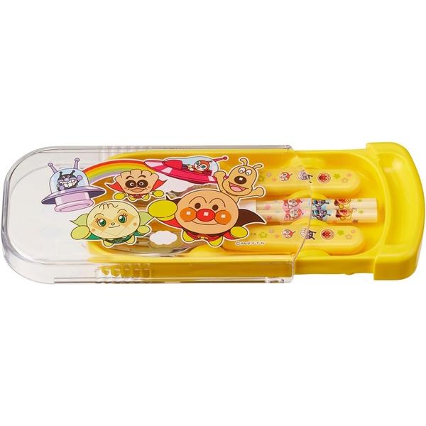 Anpanman Lunch Trio Cutlery Fork Spoon Chopsticks Slide Yellow Japan A00245