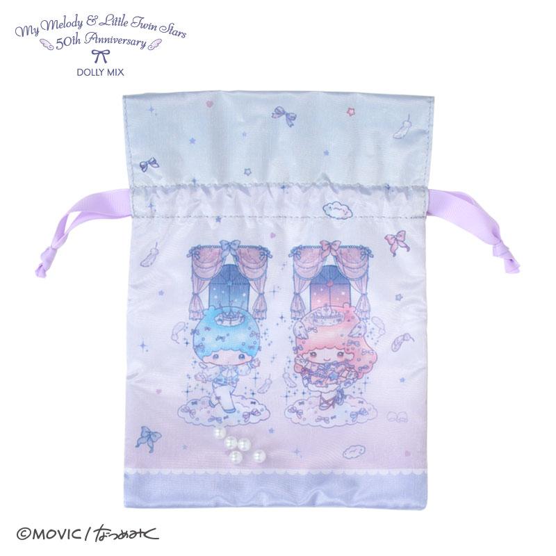 Little Twin Stars Kiki Lala Pearl Drawstring Pouch DOLLY MIX Sanrio Japan 2025