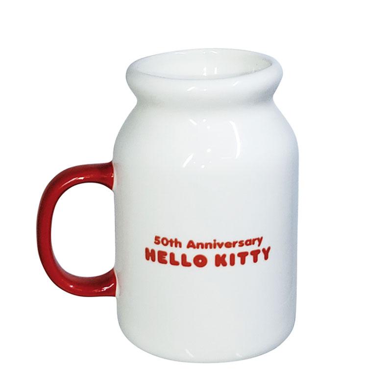 Hello Kitty 50th Anniversary Mug Cup Milk bottle style Sanrio Japan 2024