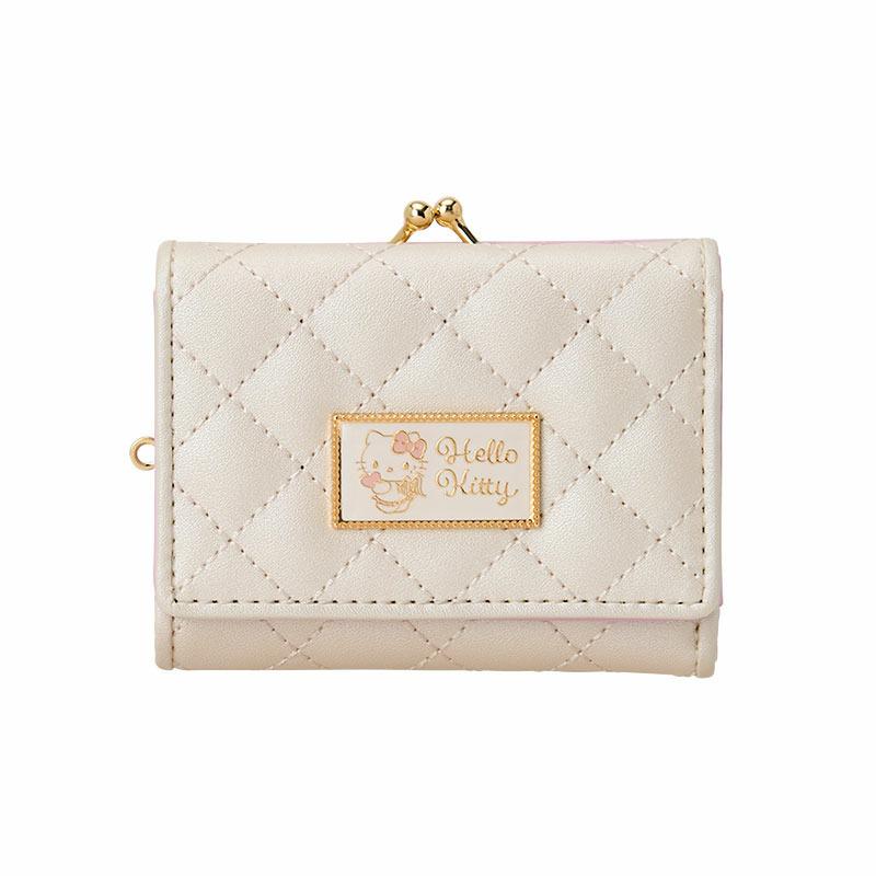 Hello Kitty Clasp Trifold Wallet Quilt Off White Sanrio Japan 2025