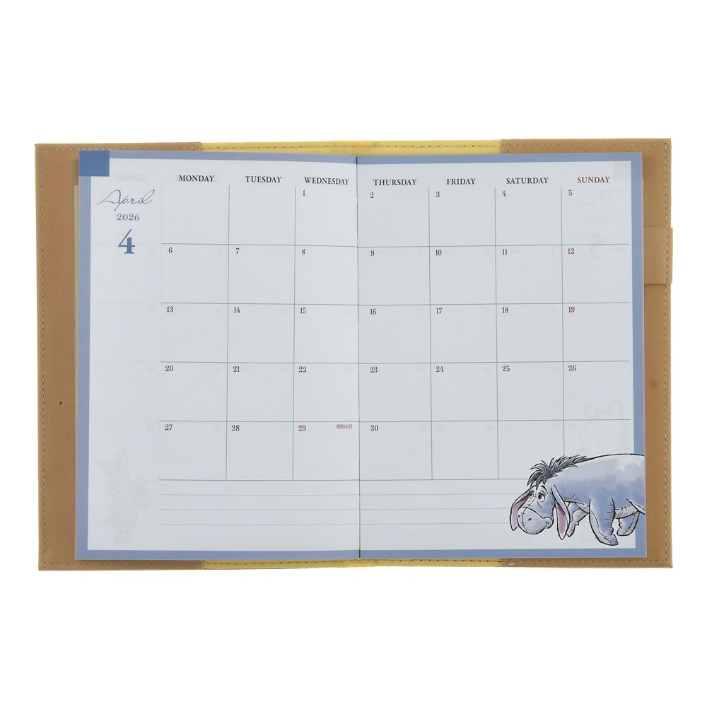 Winnie the Pooh 2026 Schedule Book B6 Weekly Emboss Disney Store Japan