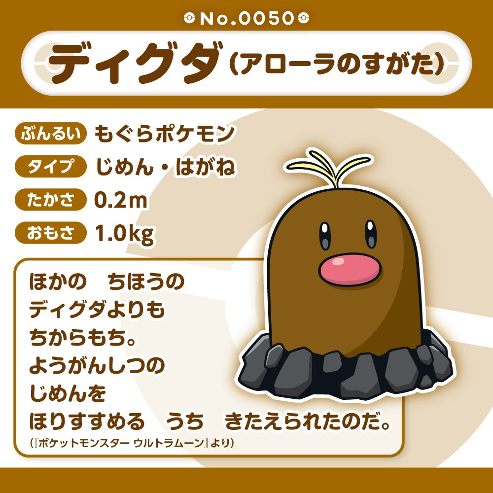 Diglett Digda Alolan Form Plush Doll Sun & Moon Pokemon fit Center Japan #50