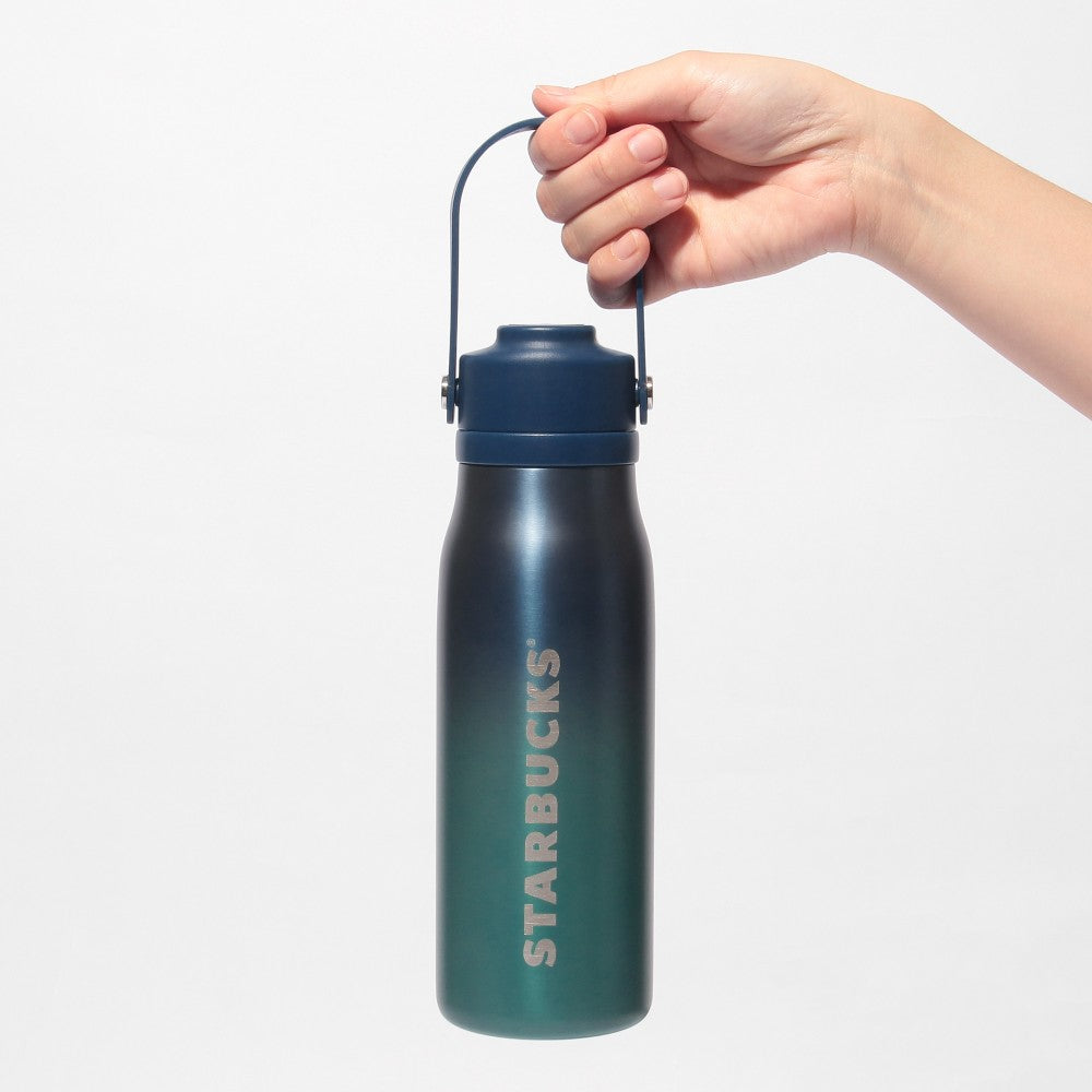 Starbucks Japan Handle Lid Stainless Bottle Dual Blue Gradiention 532ml 2025