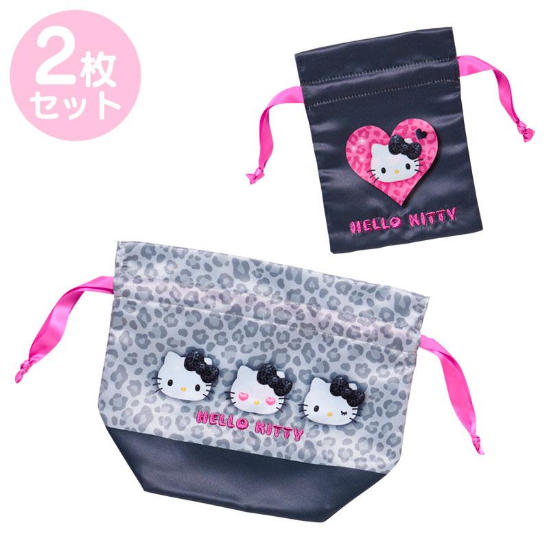 Hello Kitty Drawstring Pouch Set Monotone Animal Sanrio Japan 2025