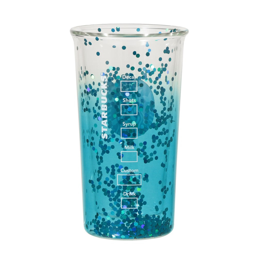 Starbucks Japan Double wall Glass Cup Turquoise Gradation 355ml 2025