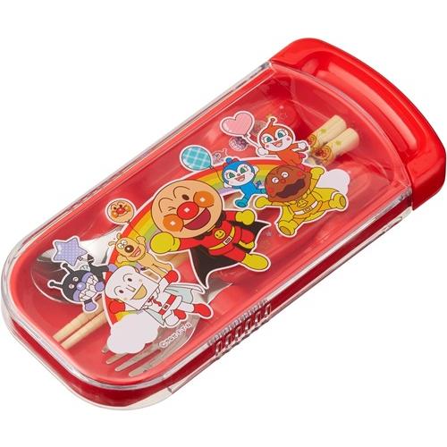 Anpanman Lunch Trio Cutlery Fork Spoon Chopsticks Slide Red Japan A00246