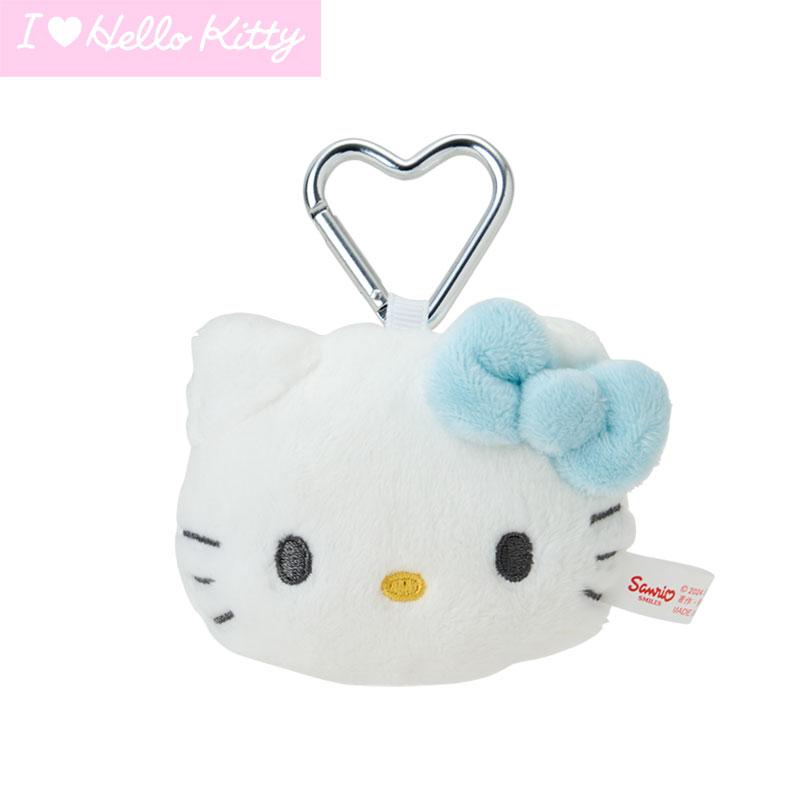 I Love Hello Kitty Plush Mascot Holder Keychain Face Shape Blue Sanrio Japan