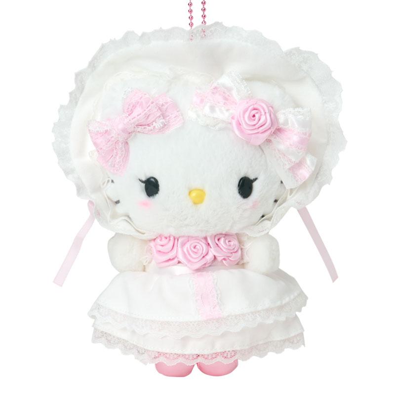Hello Kitty Plush Mascot Holder Keychain White Frill Sanrio Japan 2025