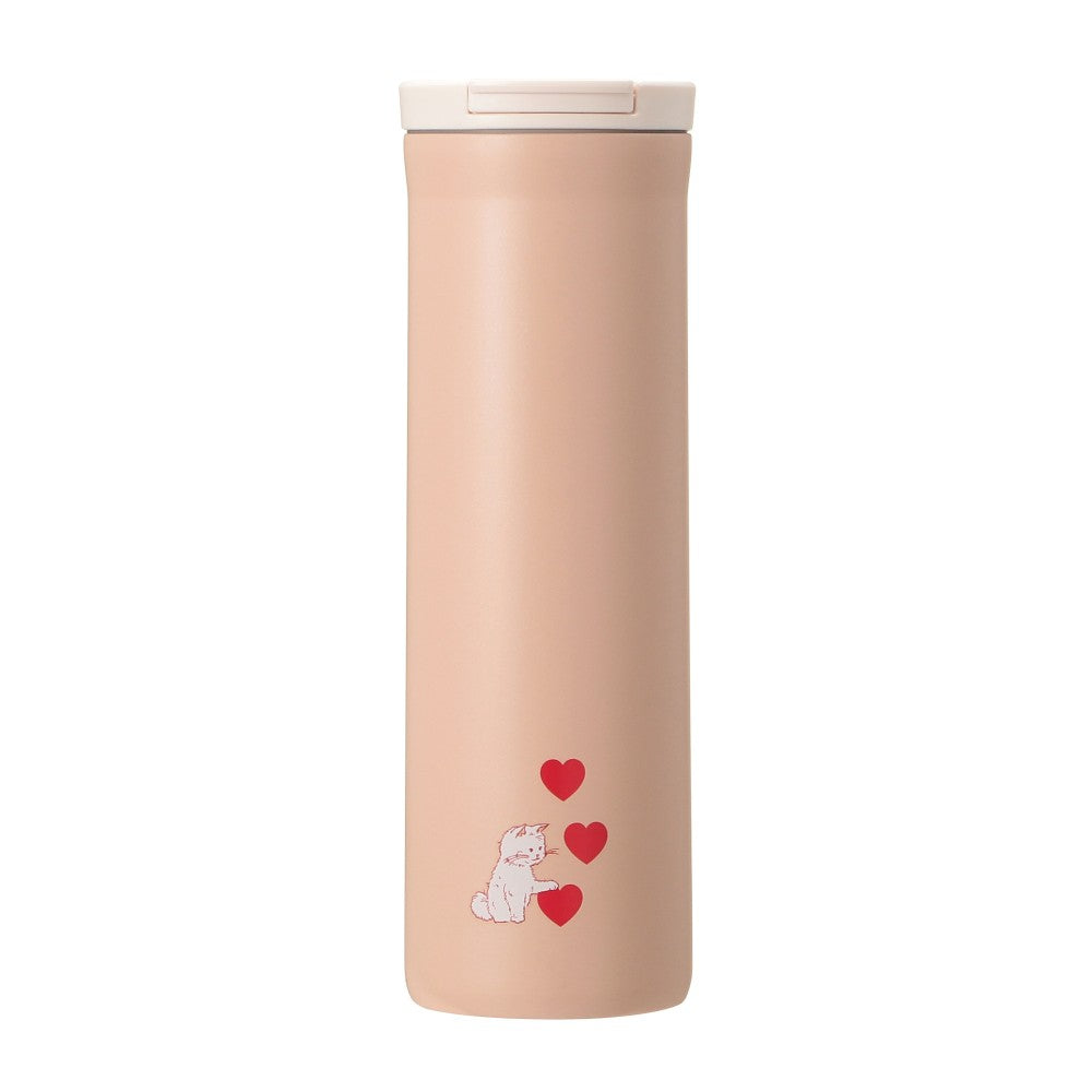 Starbucks Japan Valentine's 2025 Stainless Bottle 473ml Cat Heart Tumbler