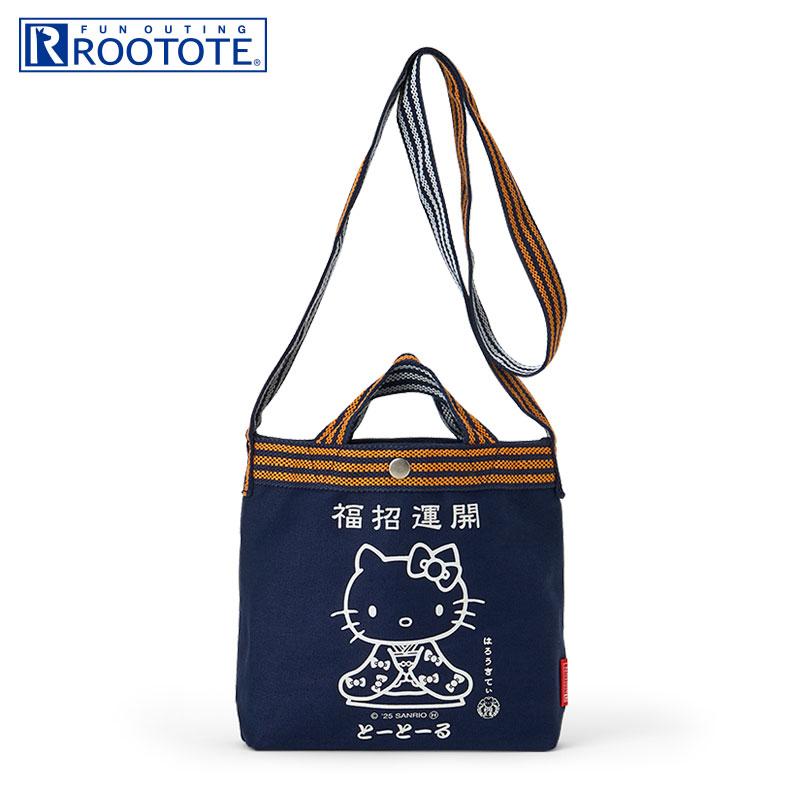Hello Kitty ROOTOTE Apron-Style Shoulder Tote Bag Good Luck Navy Sanrio Japan