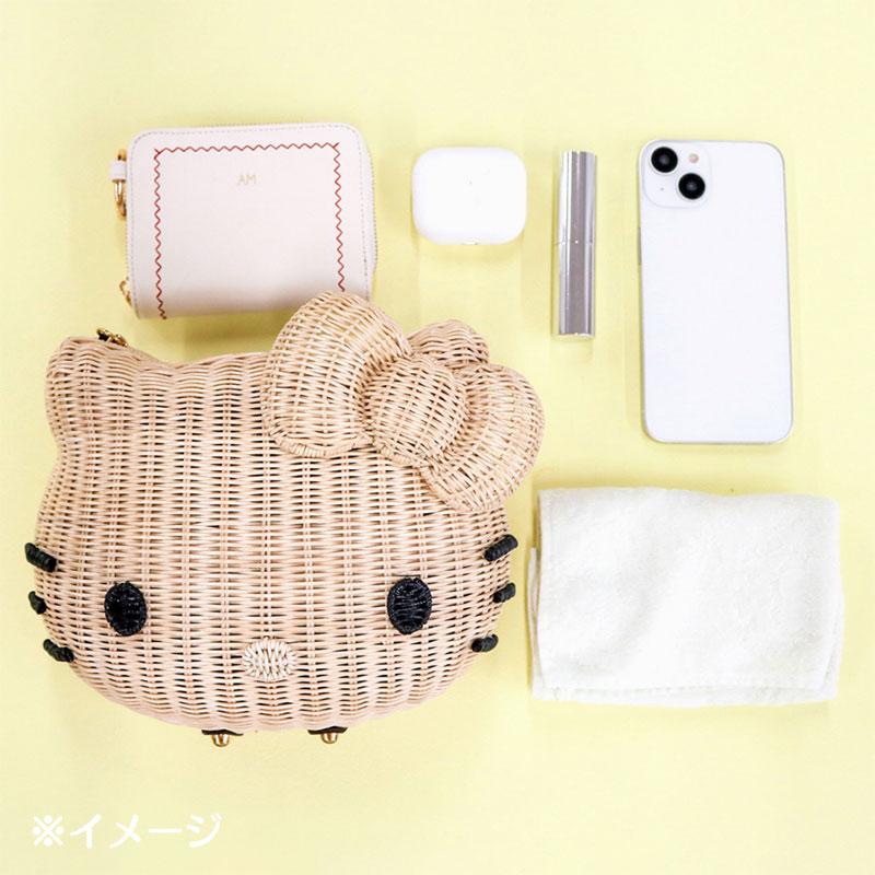 Hello Kitty Rattan Shoulder Bag Natural Sanrio Japan