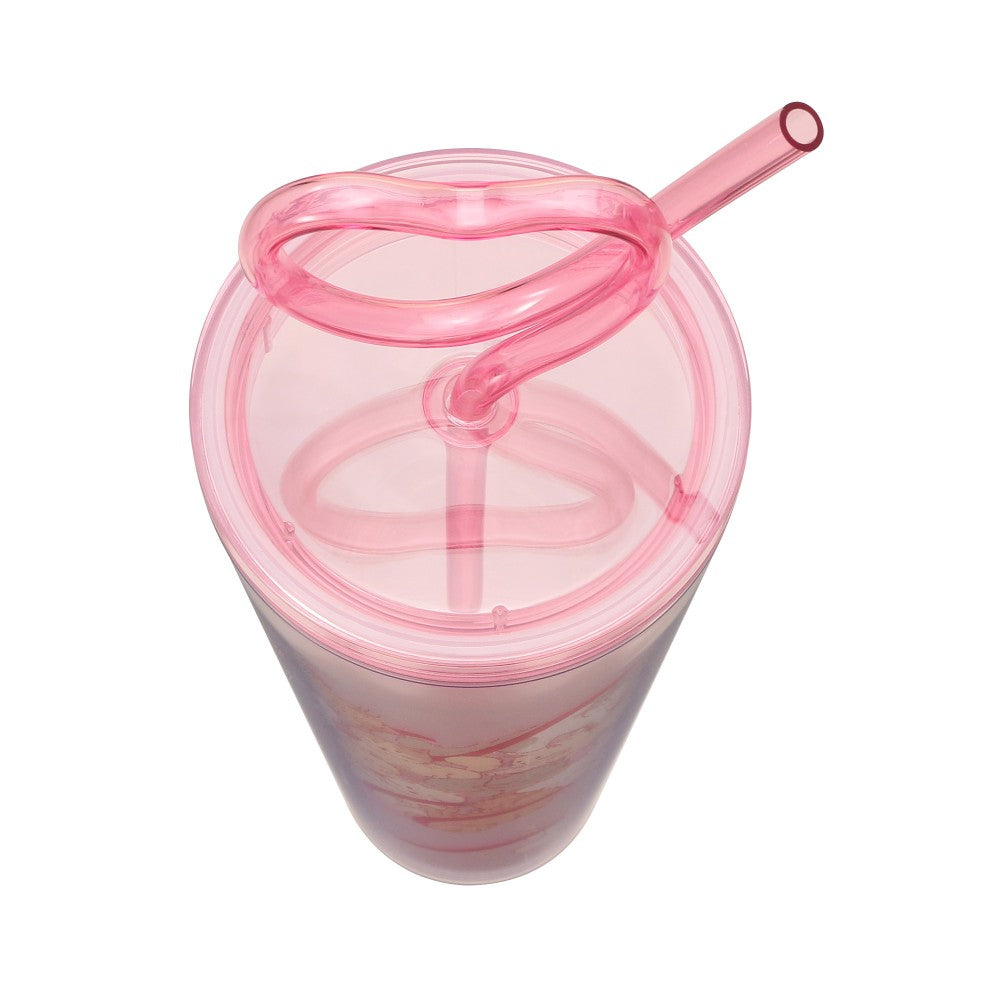 Starbucks Japan Valentine's 2025 Cold Cup Tumbler 710ml Straw Cat Heart Pink