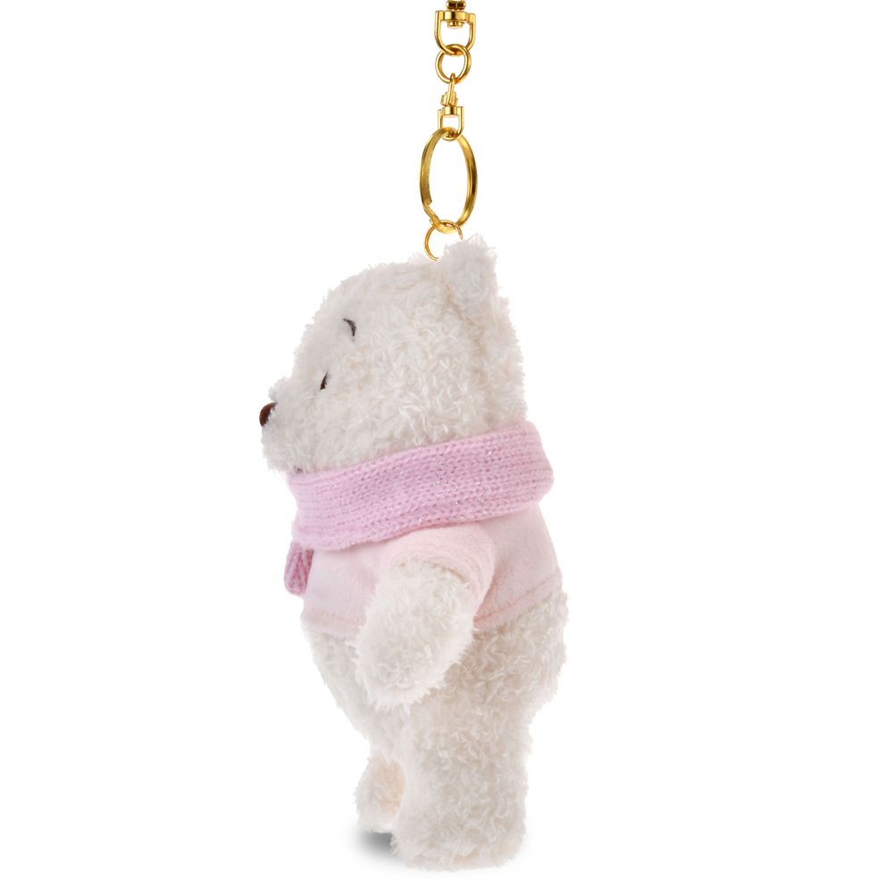 Winnie the Pooh Snow Plush Keychain Reversible White Pooh Disney Store Japan