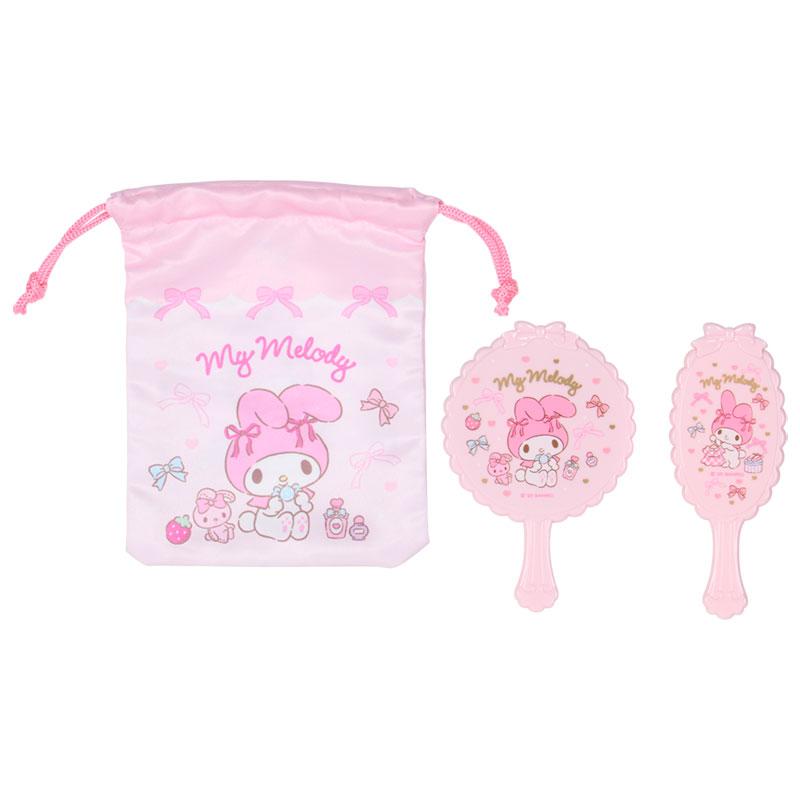 My Melody Mirror & Hairbrush Set with Pouch Sanrio Japan 2025