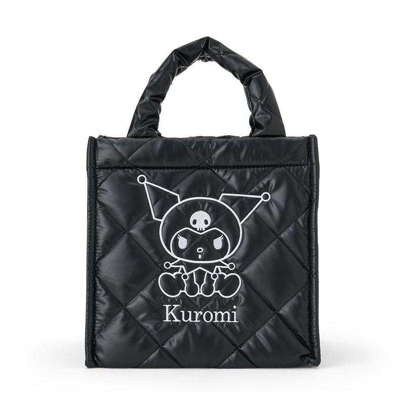 Kuromi Metallic Quilting Lunch Bag Cube Black Sanrio Japan