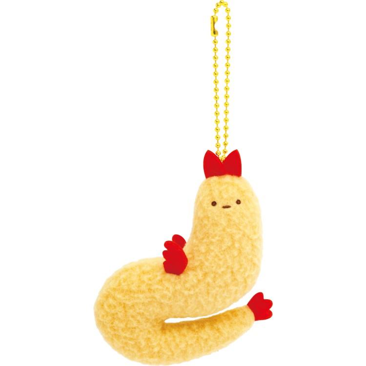 Sumikko Gurashi Fried Shrimp Tail Plush Badge Keychain A Evolution San-X Japan