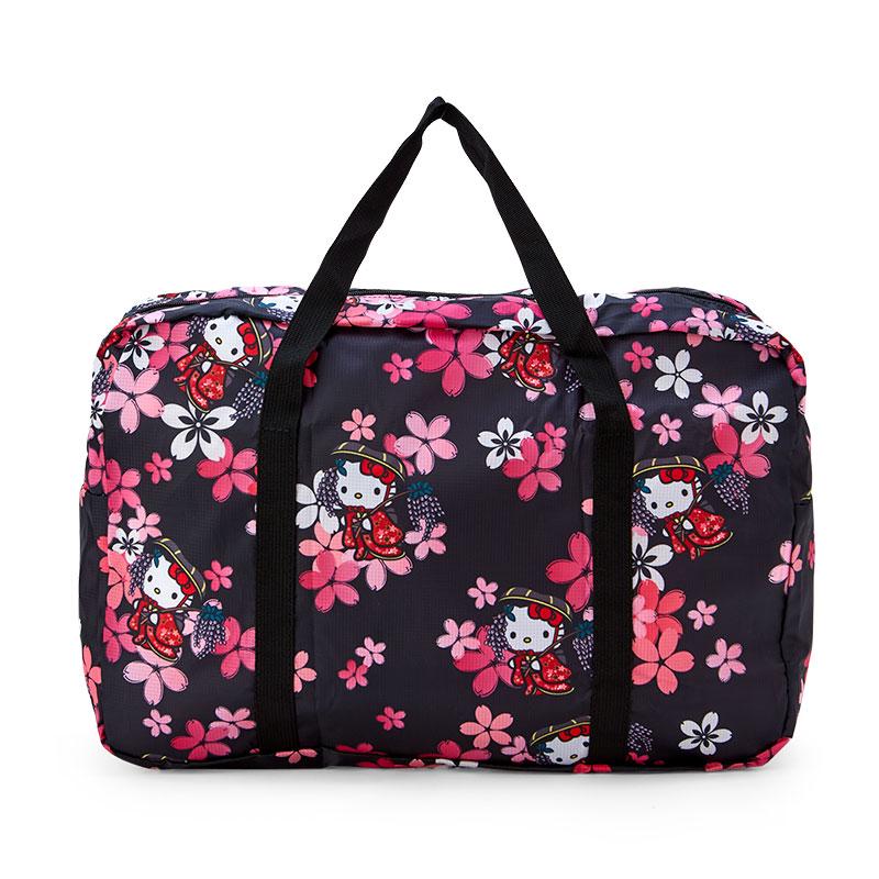 Hello Kitty Foldable Carry-On Bag Black Sanrio Japan 2024 Sakura Kimono