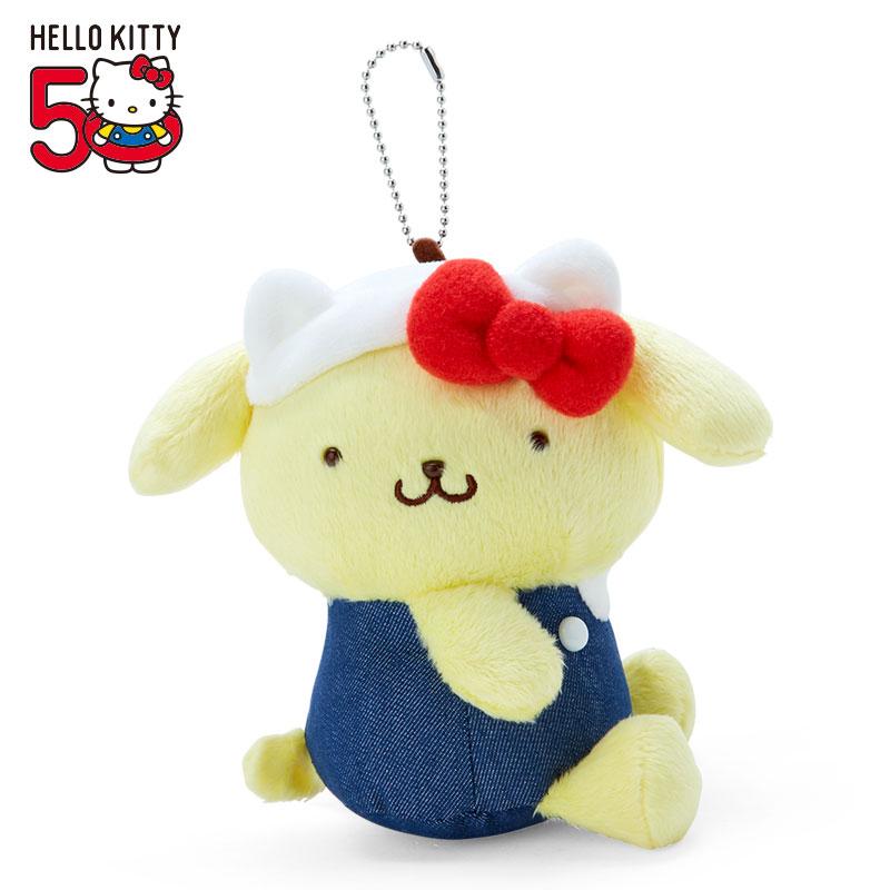 Pom Pom Purin Plush Mascot Holder Keychain HELLO Everyone 50th Sanrio Japan