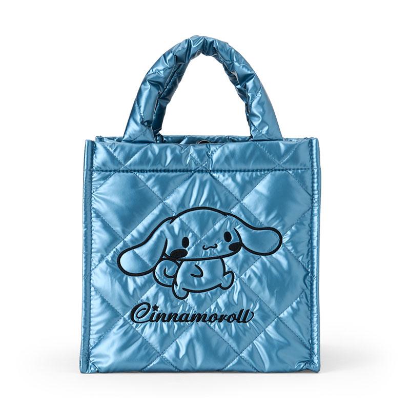 Cinnamoroll Metallic Quilting Lunch Bag Cube Blue Sanrio Japan