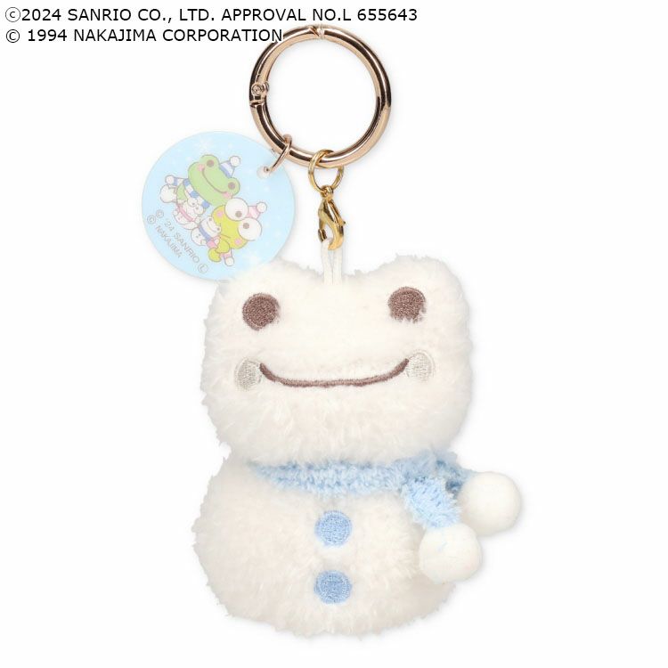 Pickles the Frog Carabiner Plush Keychain Snowman Blue Kero Kero keroppi Japan