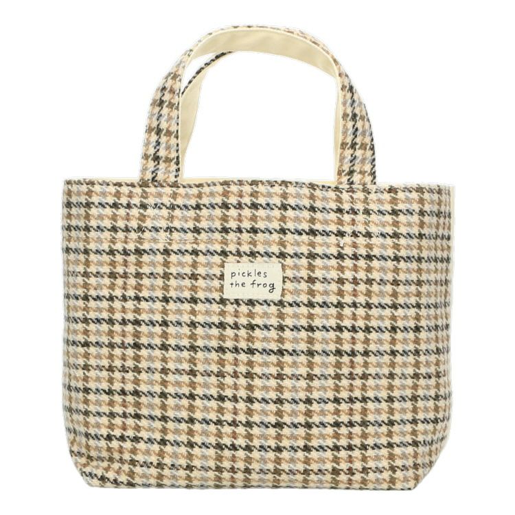 Pickles the Frog mini Tote Bag Brown Plaid Japan