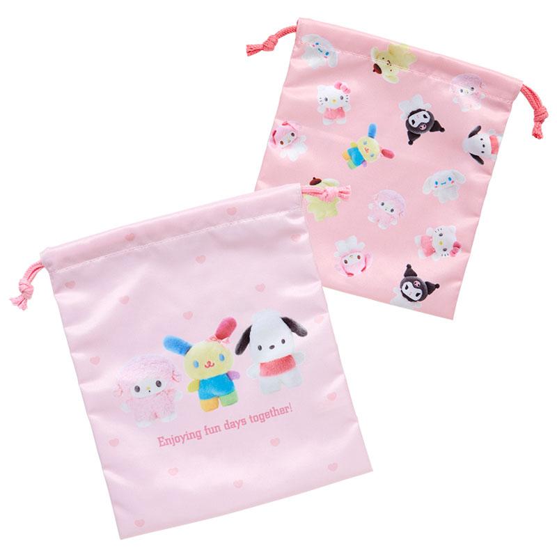 Drawstring Pouch Set Character Pitatto Friends Photo Sanrio Japan 2024