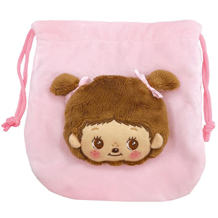 Monchhichi Girl Drawstring Pouch with Plush Mascot Pink Japan 2026