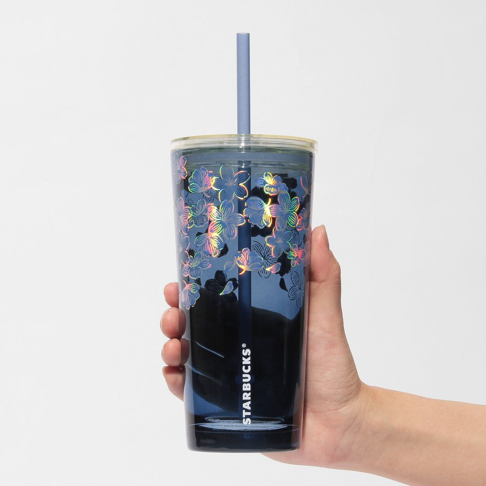 Starbucks Japan SAKURA 2025 Glass Straw Tumbler Night Blue 532ml