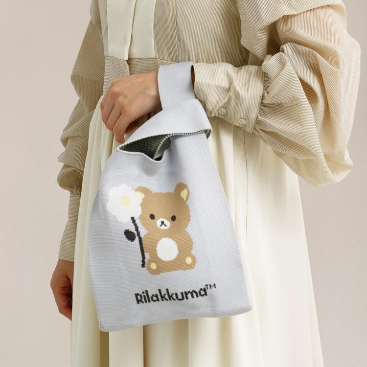 BASIC RILAKKUMA Flower Knit Bag Gray San-X Japan 2025