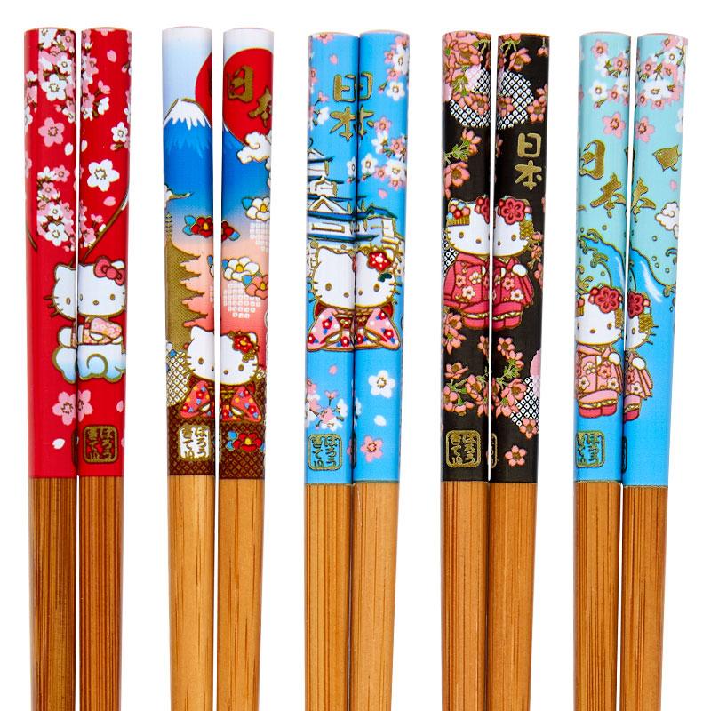 Hello Kitty Bamboo Chopsticks 5pcs Set International flight Sanrio Japan 2024