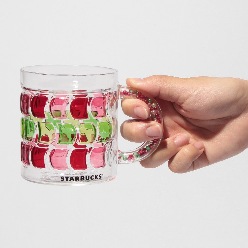 Starbucks Japan Holiday 2024 Bead Handle Glass Mug Cup 370ml Christmas