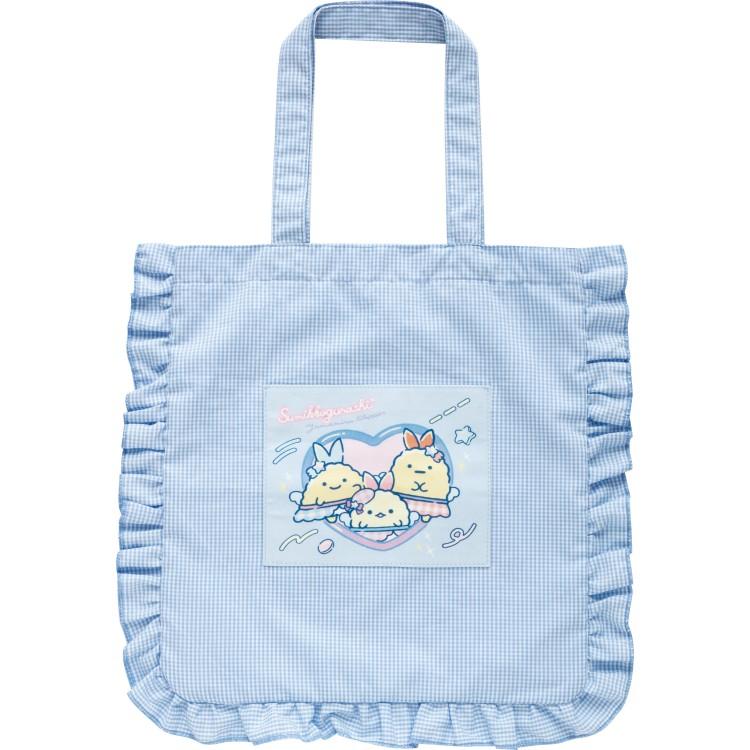 Sumikko Gurashi Tote Bag Gingham Plaid Blue Dreaming Tails San-X Japan 2025