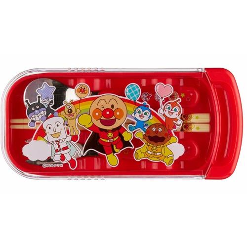 Anpanman Lunch Trio Cutlery Fork Spoon Chopsticks Slide Red Japan A00246