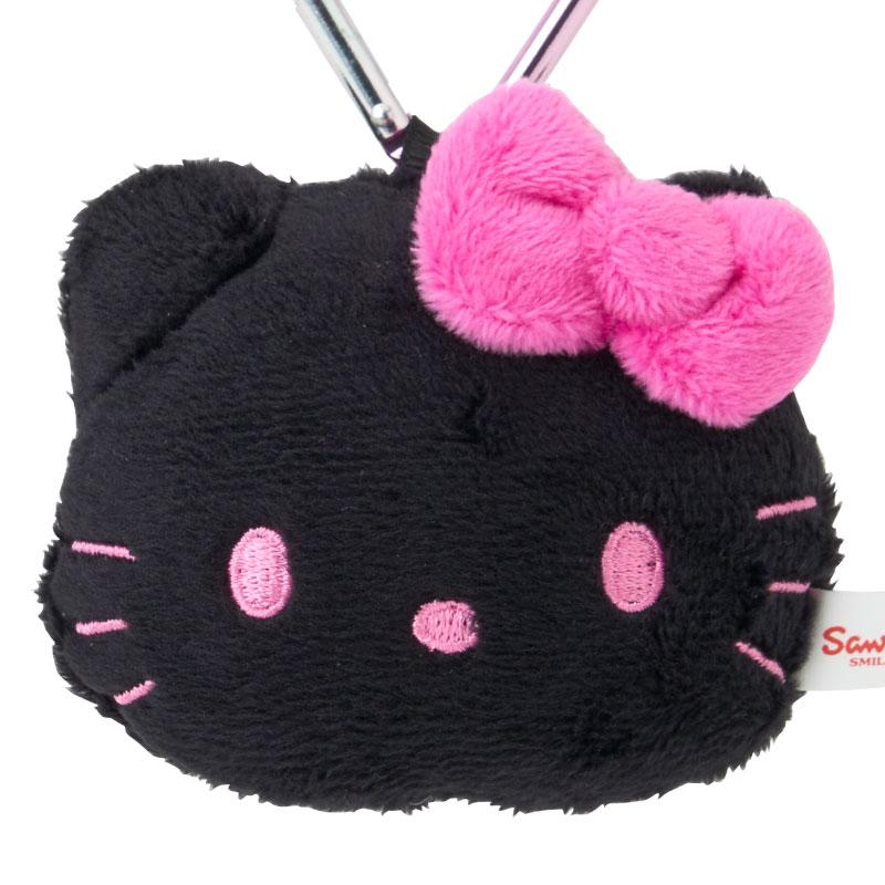 I Love Hello Kitty Plush Mascot Holder Keychain Face Shape Black Sanrio Japan