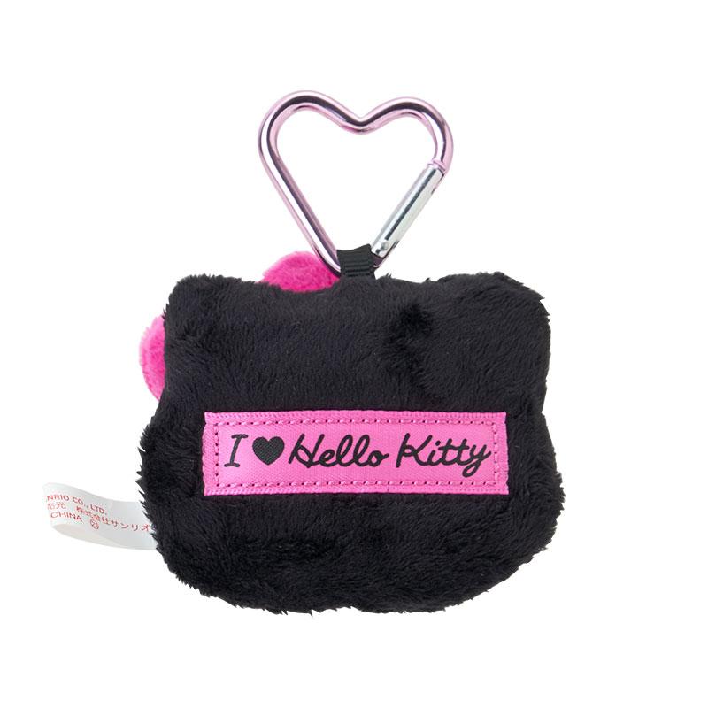 I Love Hello Kitty Plush Mascot Holder Keychain Face Shape Black Sanrio Japan