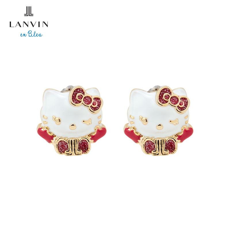 Hello Kitty 50th Anniversary LANVIN en Bleu Piercing Earring Pink Sanrio Japan