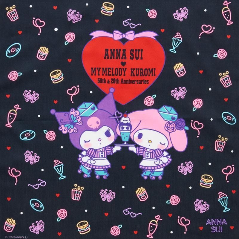 My Melody & Kuromi ANNA SUI Handkerchief Neon Black Sanrio Japan 2025