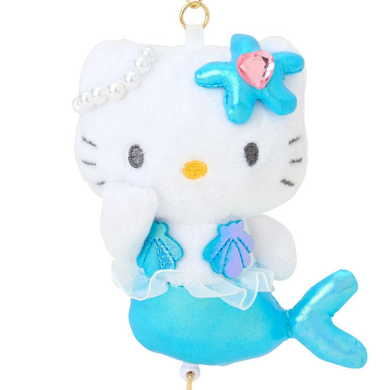 Hello Kitty Plush Mascot Holder Keychain with Reel Mermaid Blue Sanrio Japan