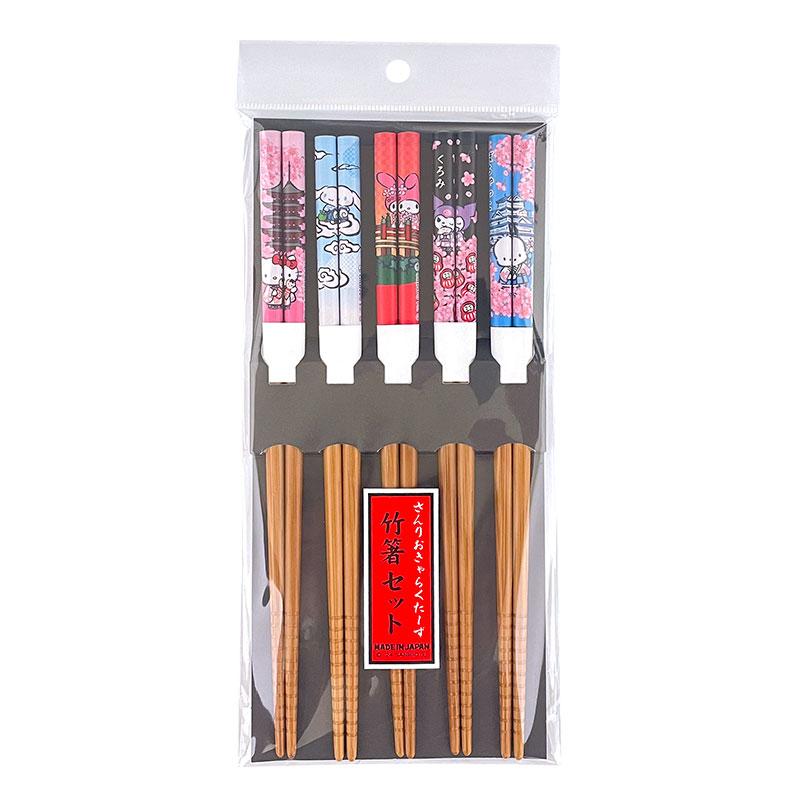 Bamboo Chopsticks 5pcs Set Character Sakura Sanrio Japan 2024
