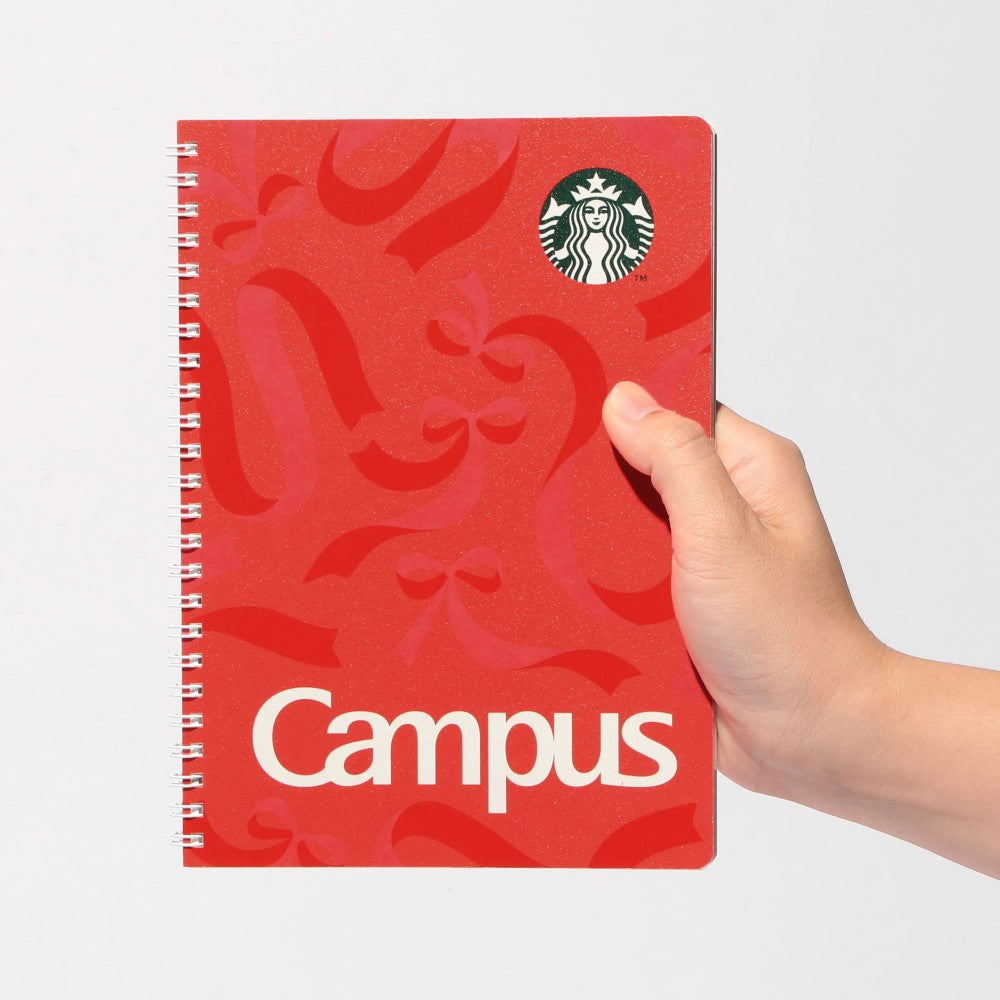 Starbucks Japan Holiday 2025 Campus Ring Notebook Red Christmas Grid