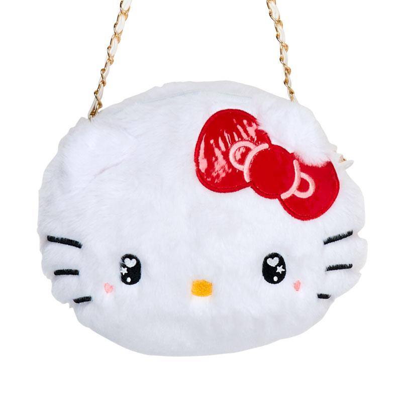 Hello Kitty Fur Shoulder Bag Face Shape White Sanrio Japan 2025