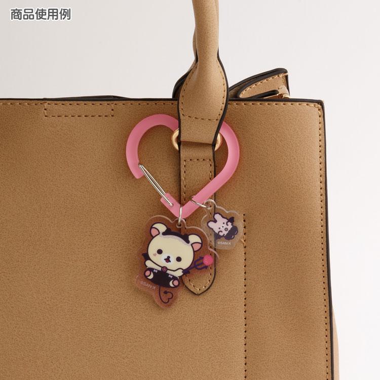 Korilakkuma Bag Charm Carabiner Heart Pink Little Devil San-X Japan Rilakkuma